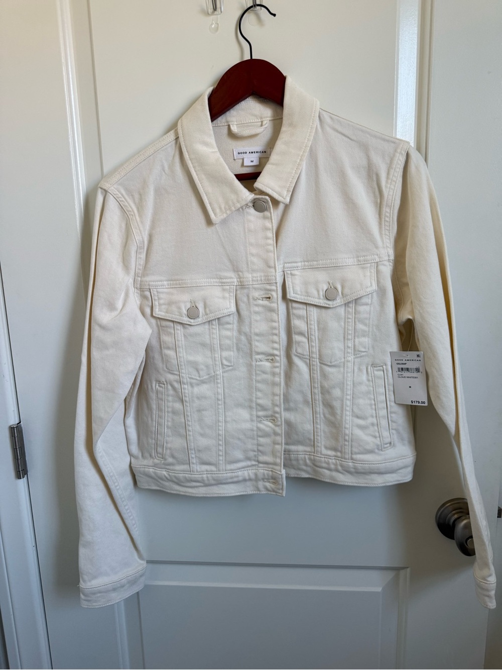 Good American Cream Denim Jacket - Women's